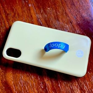 official Loopy case iPhone X/XS honeybee matte yellow with blue loop.